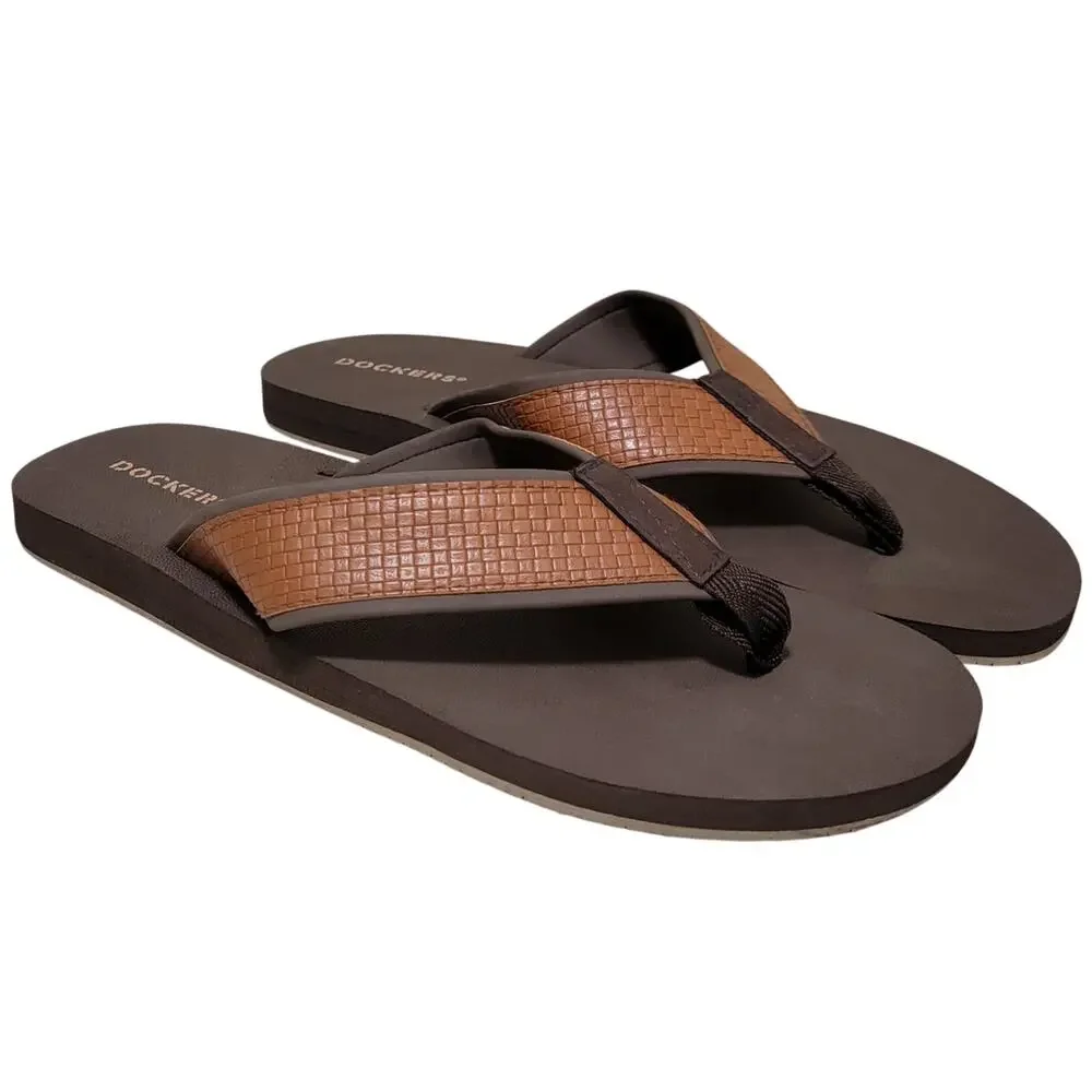Dockers Men Freddy Beach Pool Flip Flop Thong Sandals Size US 9M Tan Brown